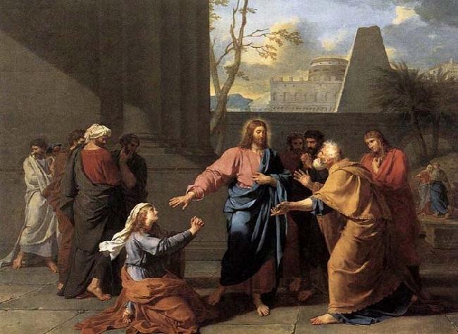 Jean-Germain  Drouais The Woman of Canaan at the Feet of Christ